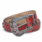 Women's Punk Skull Buckle Bead Edge Leather Belt