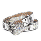 Women's Punk Skull Buckle Bead Edge Leather Belt