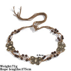 Women's Butterfly Flower Sash Boho Braided Waist Rope Belt