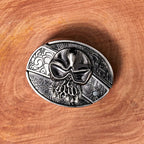 Men's DIY Skull Head Hidden Folding Knife Leather Belt