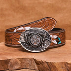 Men's DIY Rotating Spider Hidden Folding Knife Leather Belt