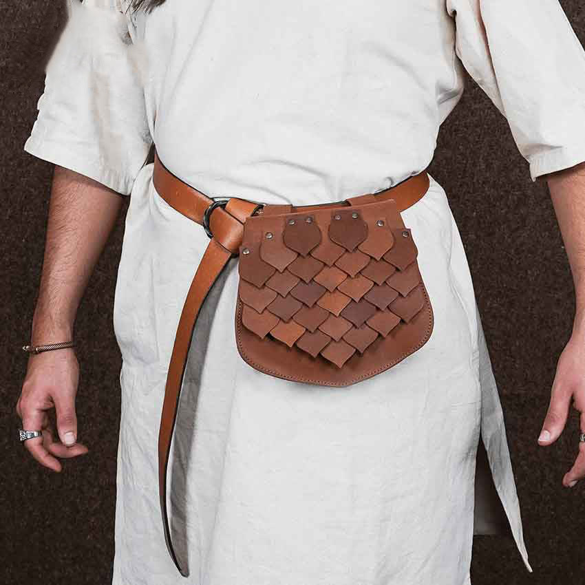 Medieval Style Large Capacity Fish Scale Viking Belt Bag