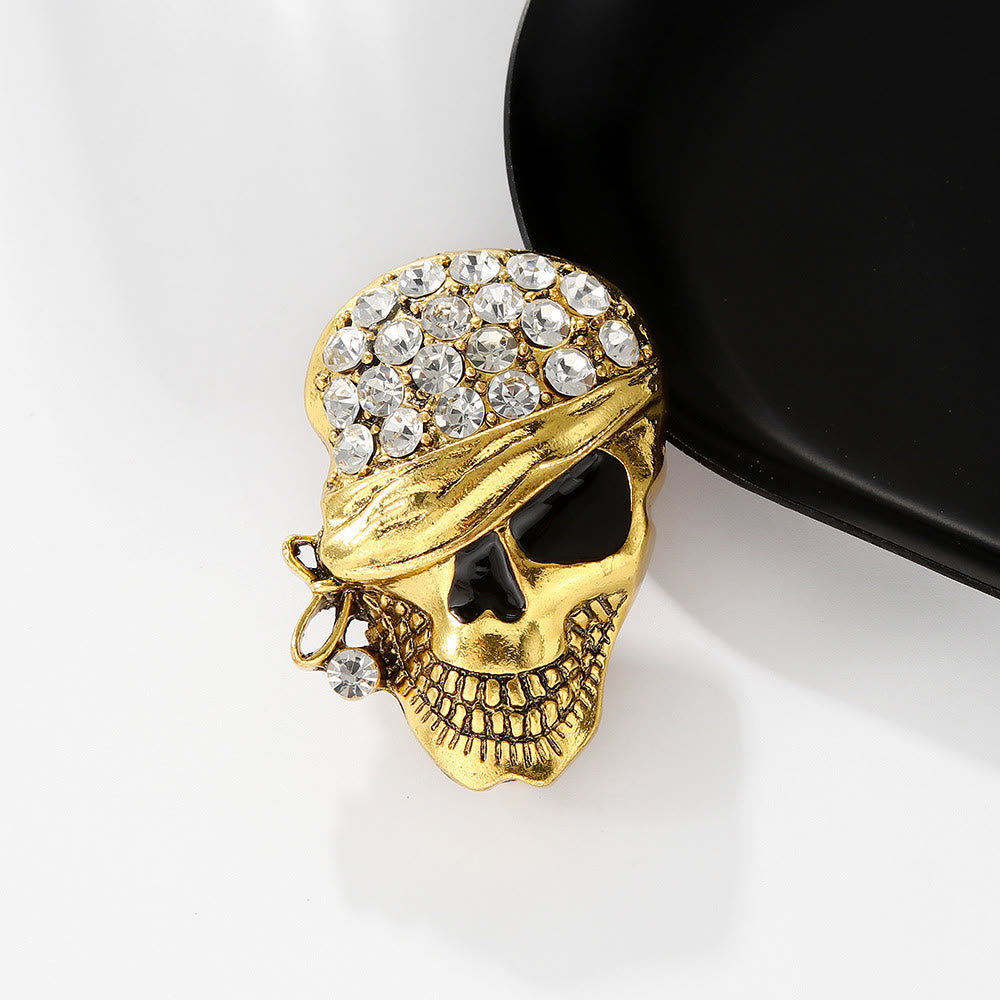 Halloween Funny Diamond Pirate Skull Brooch Accessory