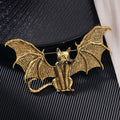 Halloween Gold & Silver Winged Cat Shaped Brooch Accessory