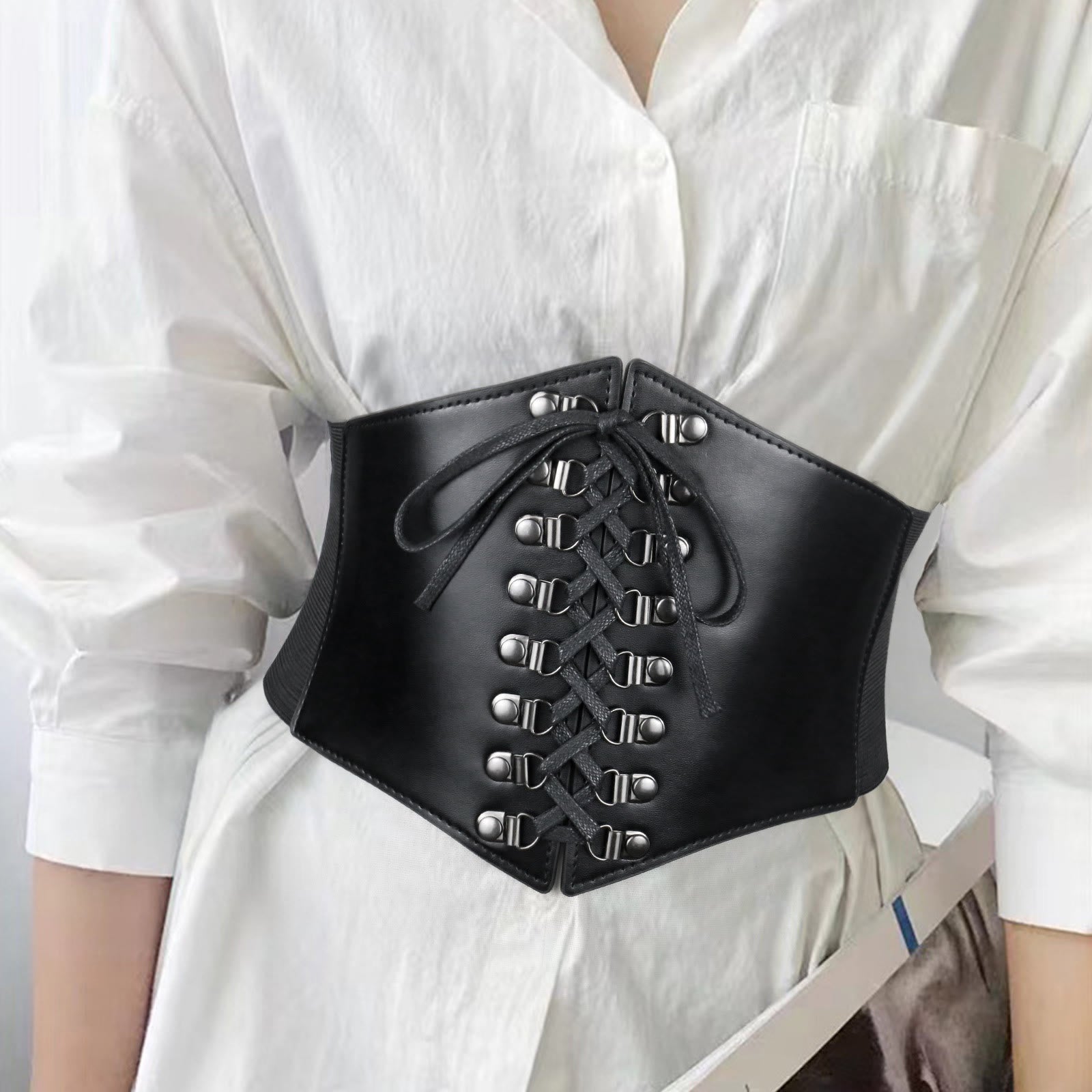 Black Women's Stylish Buckle & Strap Corset Belt