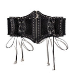 Black Fashion Strap Zipper Mesh Women's Corset Belt