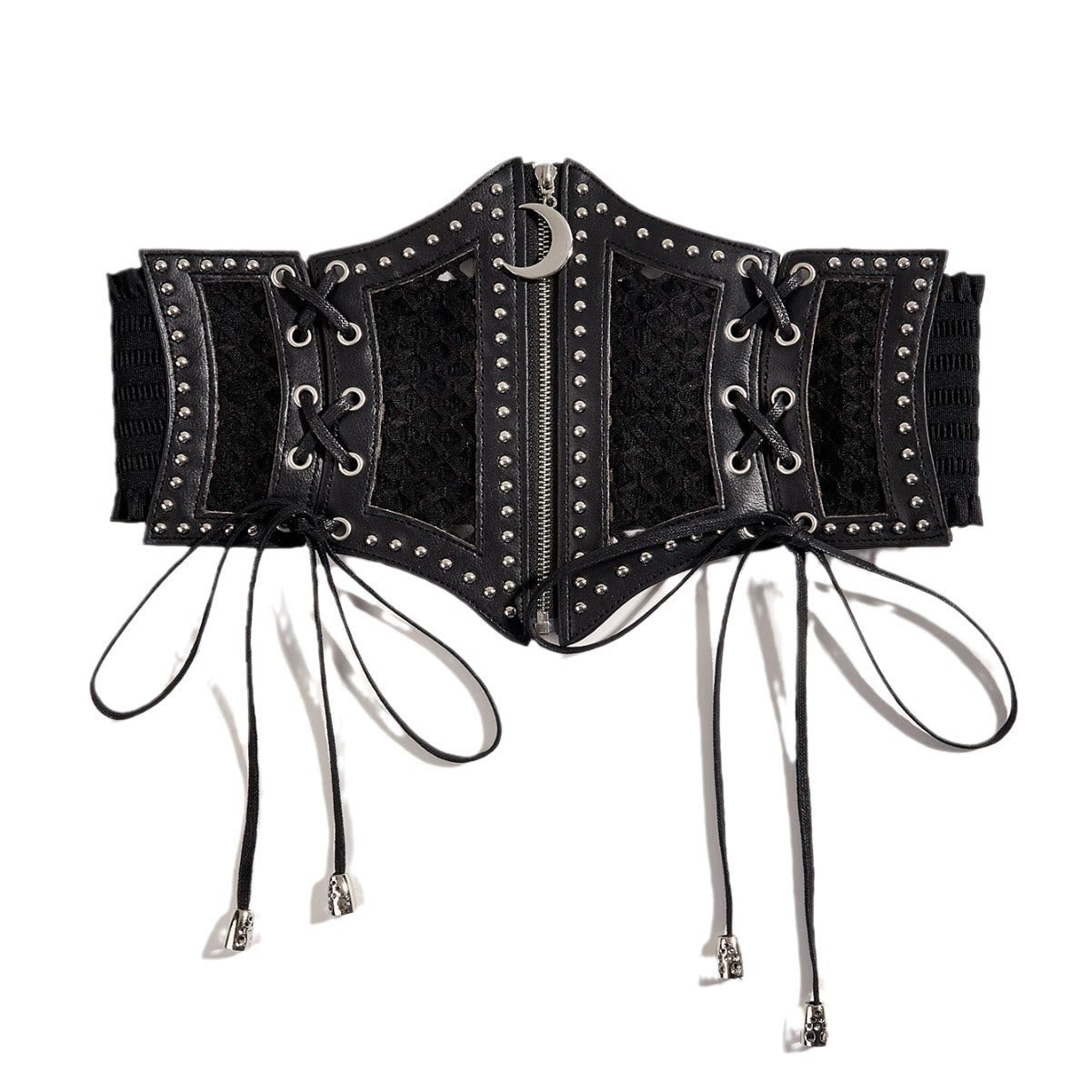 Black Fashion Strap Zipper Mesh Women's Corset Belt