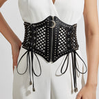 Black Fashion Strap Zipper Mesh Women's Corset Belt