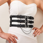 Creative Three Row Buckle Punk Style Women's Corset Belt