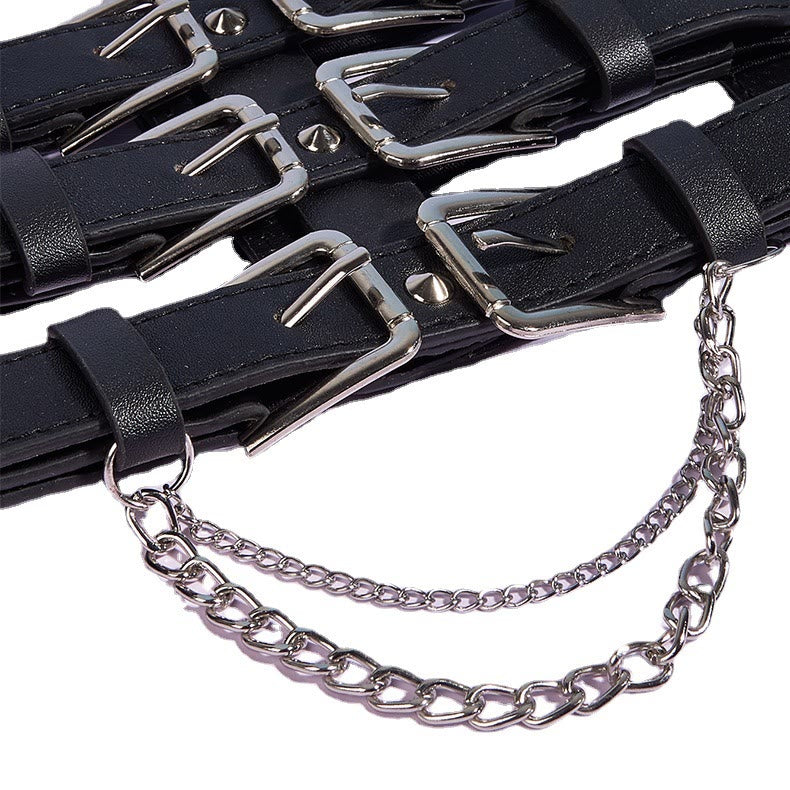 Creative Three Row Buckle Punk Style Women's Corset Belt