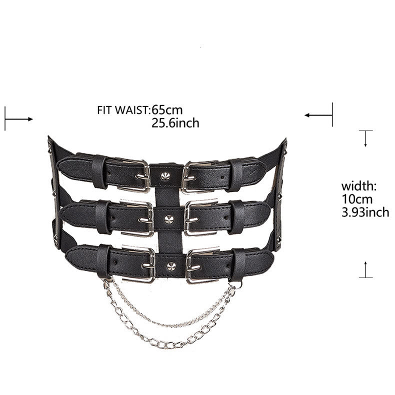 Creative Three Row Buckle Punk Style Women's Corset Belt