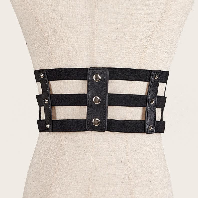 Creative Three Row Buckle Punk Style Women's Corset Belt
