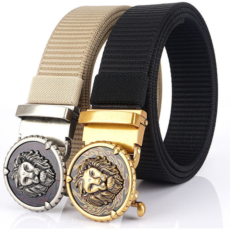 Men's Practical Lion Head Pattern Nylon Belt