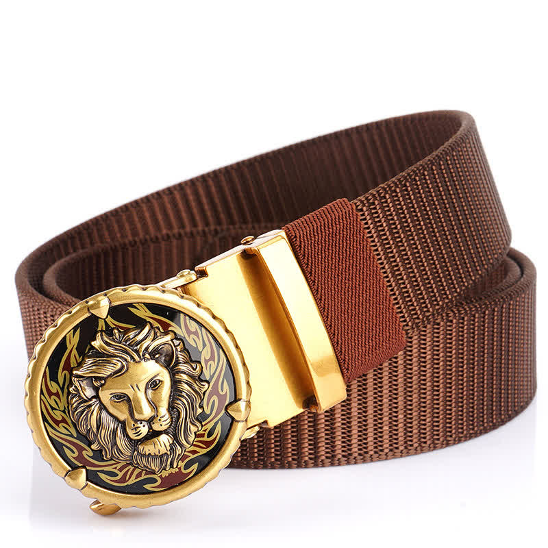 Men's Practical Lion Head Pattern Nylon Belt