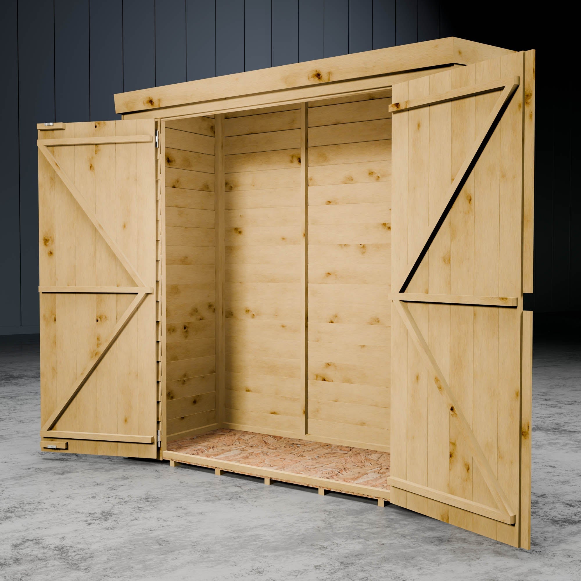 6 x 2'6 Value Overlap Double Door Pent Storage Shed