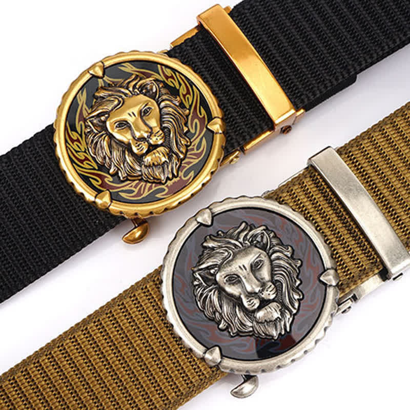 Men's Practical Lion Head Pattern Nylon Belt