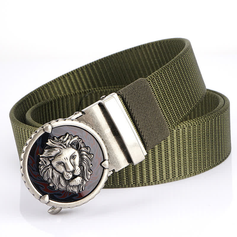 Men's Practical Lion Head Pattern Nylon Belt