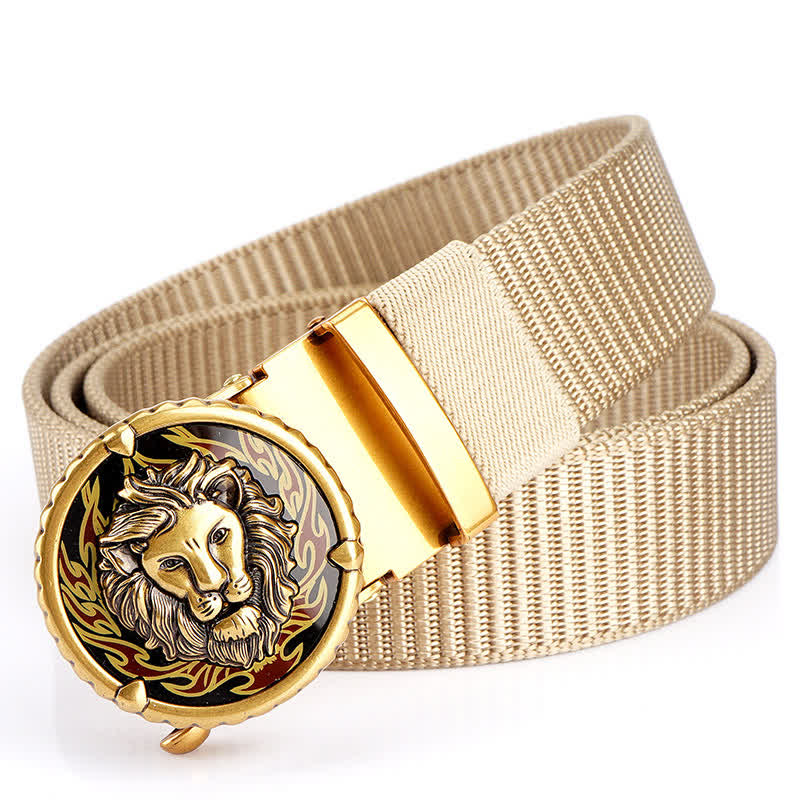 Men's Practical Lion Head Pattern Nylon Belt